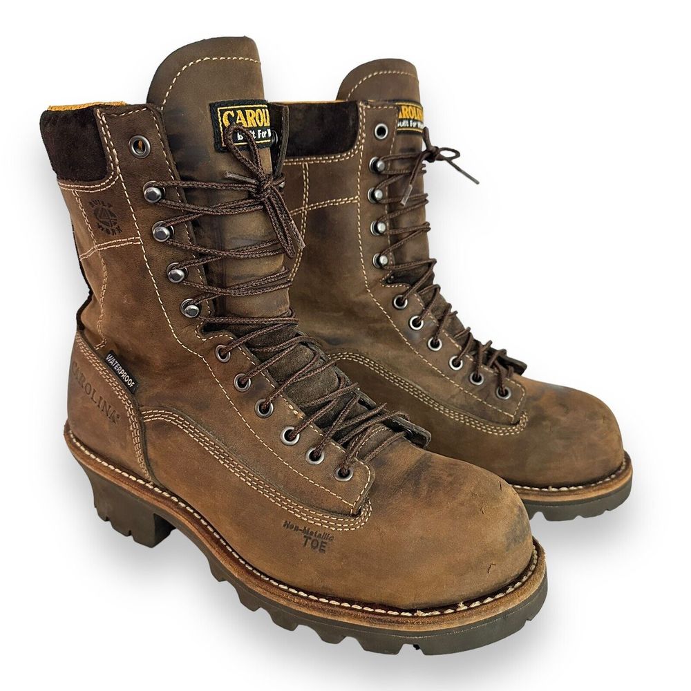 Carolina Composite Toe 8” Logger Boots CA7522 Mens 8.5 D Resistant Waterproof